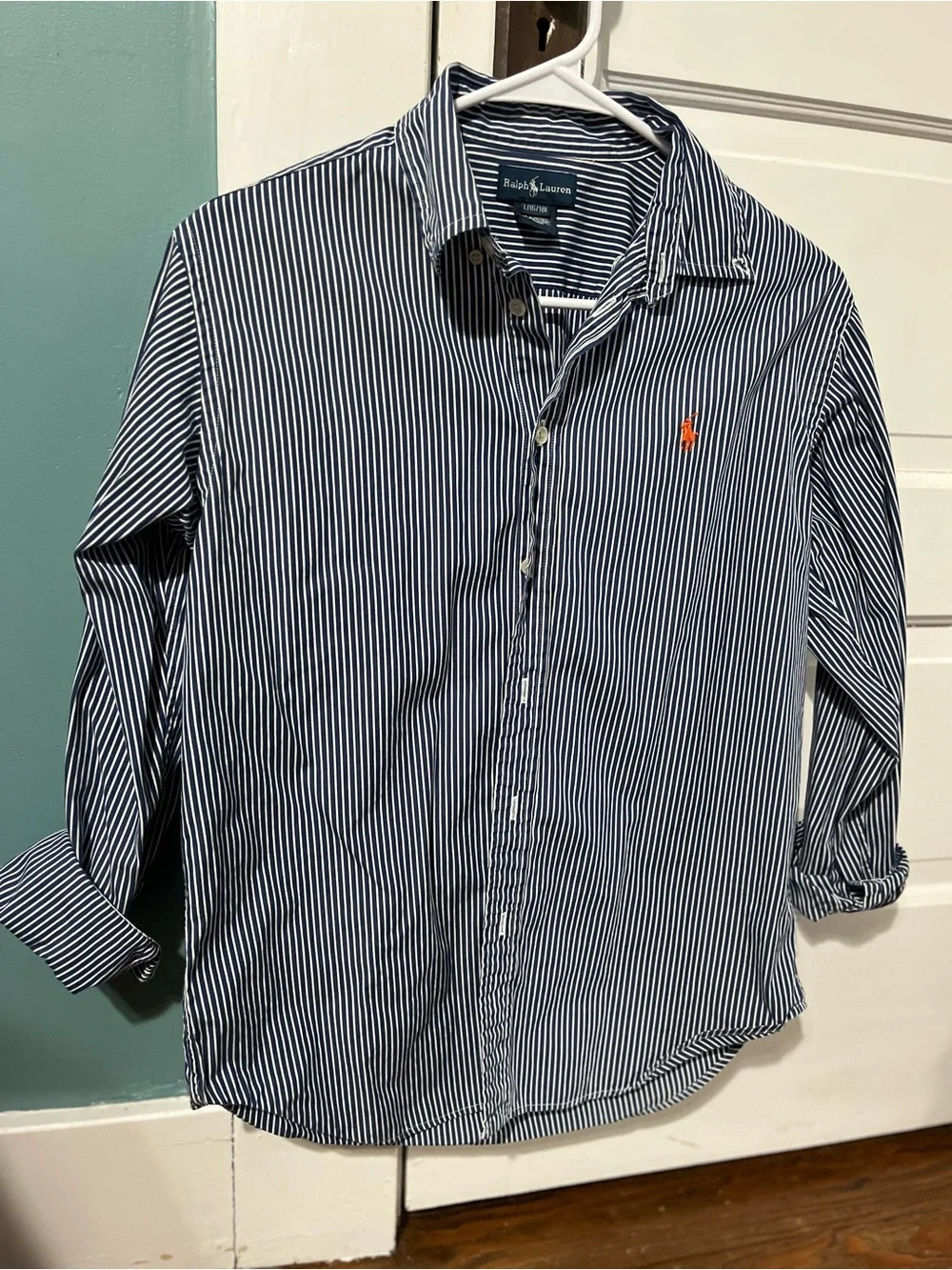 Ralph Lauren Men’s Navy & White Striped Button-Down Shirt